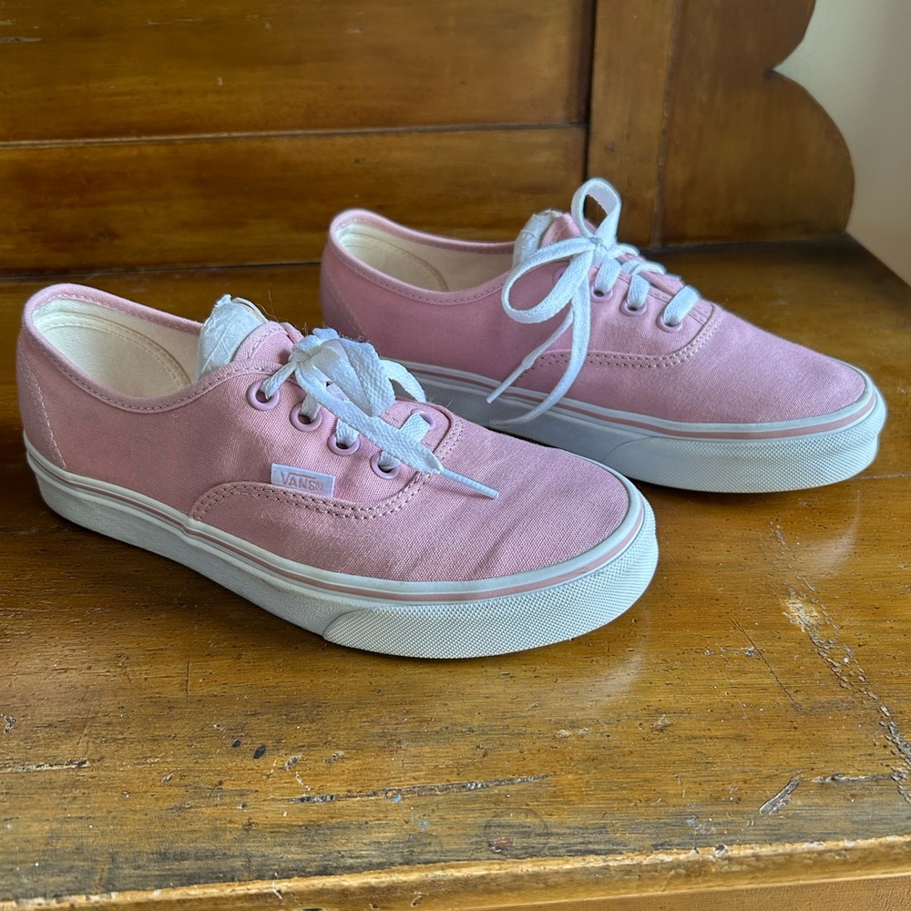 Vans Light Pink Canvas Shoes with White Accents Size 7